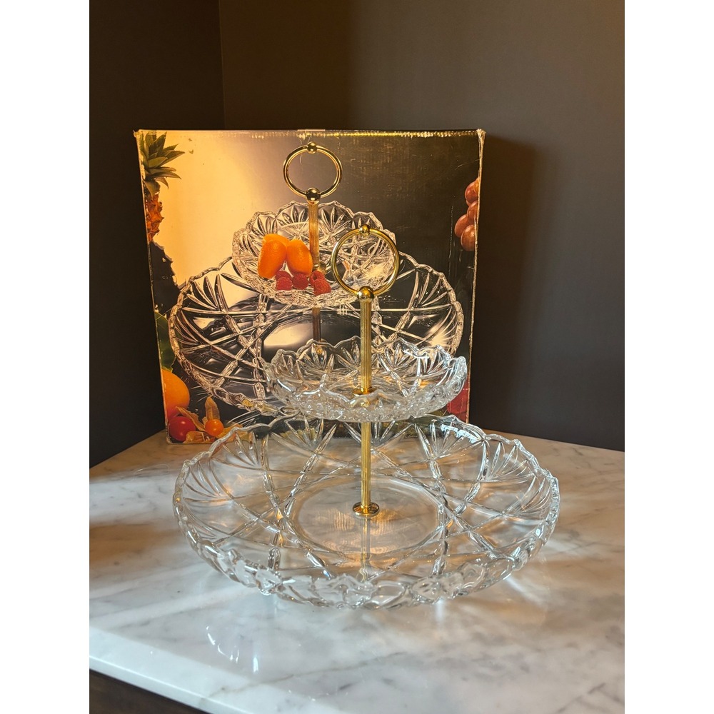 Mikasa Roxborough Crystal 2-Tier Tidbit Server SA 809/344 Made in Germany 10in